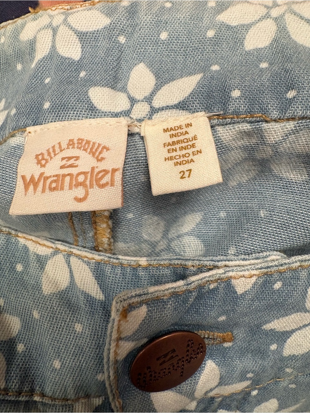 Billabong X Wrangler Women’s High Rise Perfect Pair Floral Print Straight Crop - Picture 7 of 7